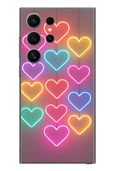 Le Balvo Samsung Galaxy S24 Ultra Uyumlu Neon Kalpler Baskılı Silikon Kılıf