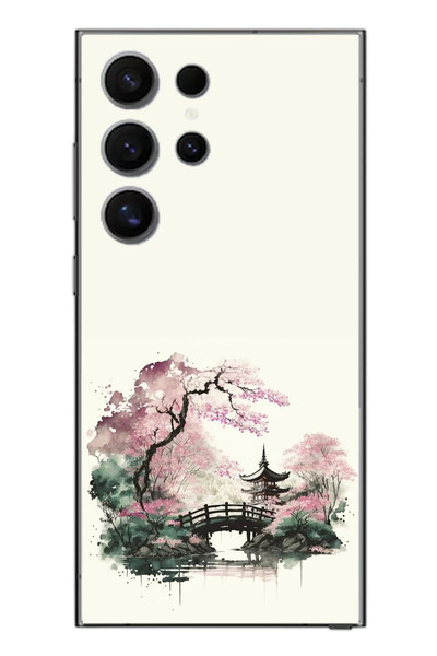 Le Balvo Samsung Galaxy S24 Ultra Uyumlu Japon Bahçesi Baskılı Silikon Kılıf