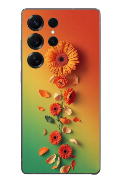 Le Balvo Samsung Galaxy S25 Ultra Uyumlu Ayçiçeği Bükleleri Baskılı Silikon Kılıf