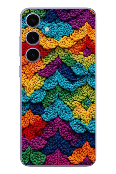 Le Balvo Samsung Galaxy S24 Plus Uyumlu Renkli Örgüler Baskılı Silikon Kılıf