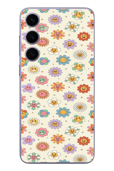 Le Balvo Samsung Galaxy S24 Plus Uyumlu Gülen Çiçekler Baskılı Silikon Kılıf