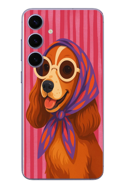 Le Balvo Samsung Galaxy S24 Plus Uyumlu Gözlüklü Köpek Baskılı Silikon Kılıf