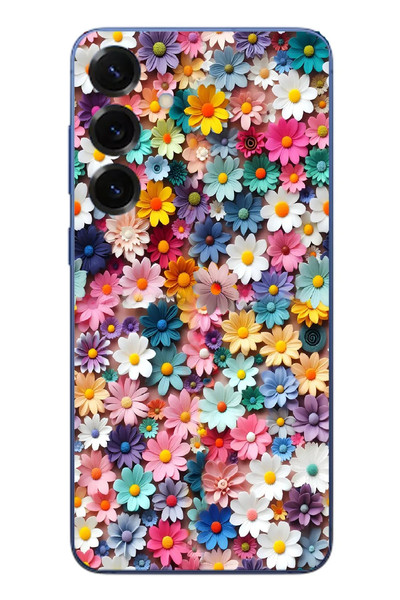 Le Balvo Samsung Galaxy S25 Plus Uyumlu Pastel Çiçekler Baskılı Silikon Kılıf