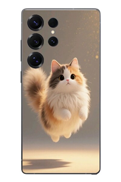 Le Balvo Samsung Galaxy S25 Ultra Uyumlu Zıplayan Kedi Baskılı Silikon Kılıf
