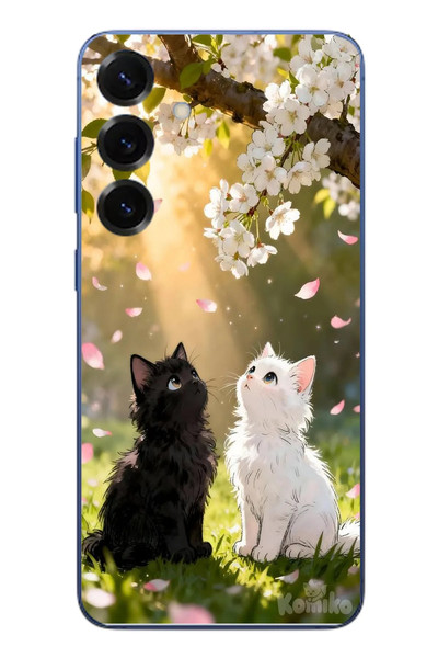Le Balvo Samsung Galaxy S25 Plus Uyumlu İlkbahar Kedileri Baskılı Silikon Kılıf