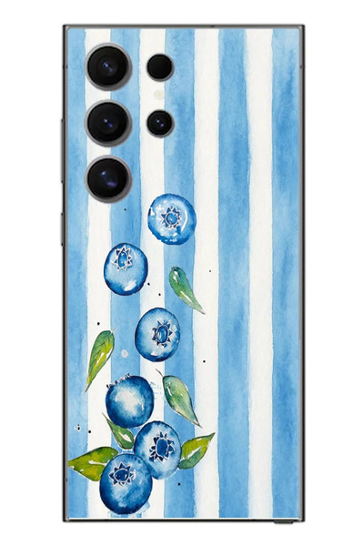 Le Balvo Samsung Galaxy S24 Ultra Uyumlu Yaban Mersinleri Baskılı Silikon Kılıf