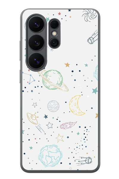 Le Balvo Samsung Galaxy S26 Ultra Uyumlu Uzay Yolculuğu Baskılı Silikon Kılıf