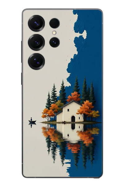 Le Balvo Samsung Galaxy S25 Ultra Uyumlu Sonbahar Evi Baskılı Silikon Kılıf