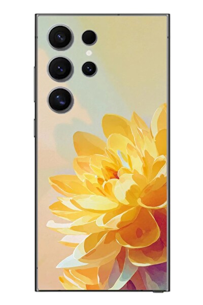Le Balvo Samsung Galaxy S24 Ultra Uyumlu Sarı Çiçek Baskılı Silikon Kılıf