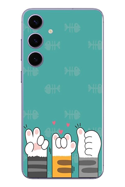 Le Balvo Samsung Galaxy S24 Plus Uyumlu Kedi Patileri Baskılı Silikon Kılıf
