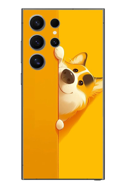 Le Balvo Samsung Galaxy S24 Ultra Uyumlu Sarı Köpek Baskılı Silikon Kılıf