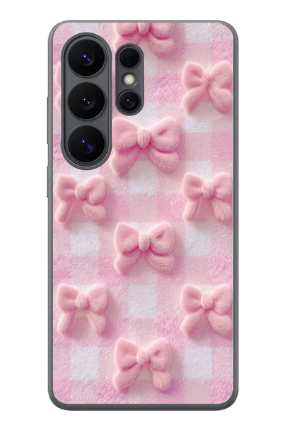 Le Balvo Samsung Galaxy S26 Ultra Uyumlu Pembe Kurdeleler Baskılı Silikon Kılıf