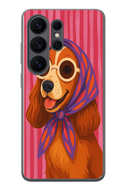 Le Balvo Samsung Galaxy S26 Ultra Uyumlu Gözlüklü Köpek Baskılı Silikon Kılıf