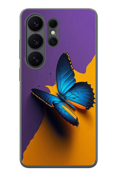 Le Balvo Samsung Galaxy S26 Ultra Uyumlu Mavi Kelebek Baskılı Silikon Kılıf