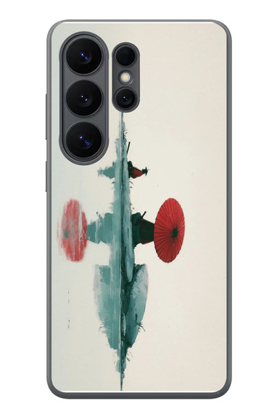 Le Balvo Samsung Galaxy S26 Ultra Uyumlu Japon Şemsiyesi Baskılı Silikon Kılıf
