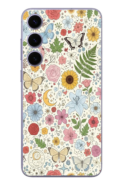 Le Balvo Samsung Galaxy S24 Plus Uyumlu Bitkilerin Ahengi Baskılı Silikon Kılıf