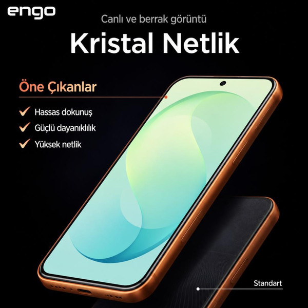 Engo Samsung Galaxy S26 FE İle Uyumlu Ekran Koruyucu SM-S741B Nano Parlak 9H Kırılmaz Esnek Cam Çizilmeye Dayanıklı Şeffaf