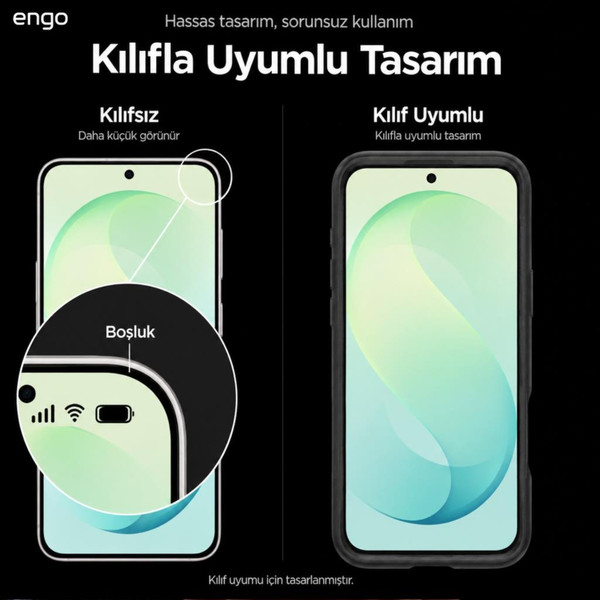 Engo Samsung Galaxy S26 FE İle Uyumlu Ekran Koruyucu SM-S741B Nano Parlak 9H Kırılmaz Esnek Cam Çizilmeye Dayanıklı Şeffaf