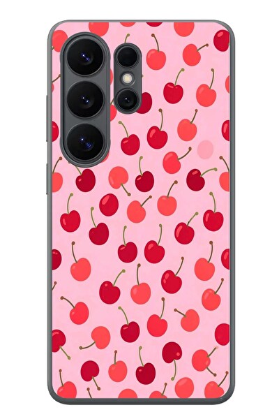 Le Balvo Samsung Galaxy S26 Ultra Uyumlu Pembe Kirazlar Baskılı Silikon Kılıf