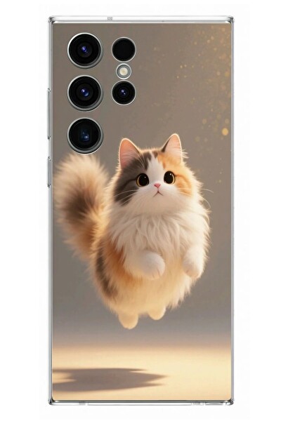 Le Balvo Samsung Galaxy S23 Ultra Uyumlu Zıplayan Kedi Baskılı Silikon Kılıf