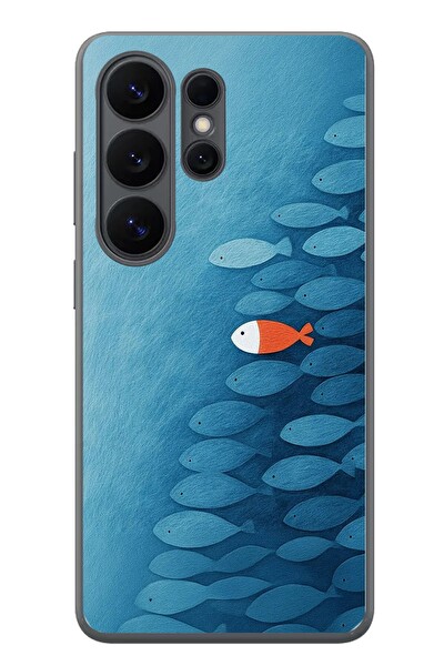 Le Balvo Samsung Galaxy S26 Ultra Uyumlu Balıklar Yüzüyor Baskılı Silikon Kılıf