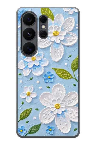 Le Balvo Samsung Galaxy S26 Ultra Uyumlu Mavi Papatyalar Baskılı Silikon Kılıf