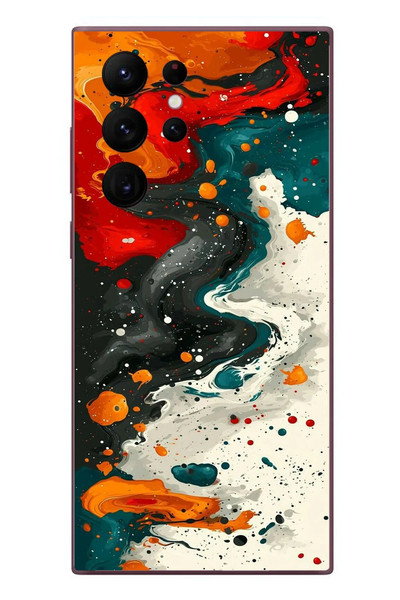 Le Balvo Samsung Galaxy S22 Ultra Uyumlu Boya Karışımı Baskılı Silikon Kılıf