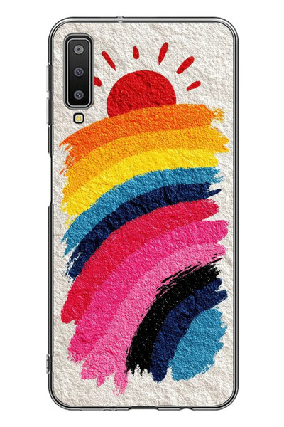 Le Balvo Samsung Galaxy A7 2018 Uyumlu Güneşli Gökkuşağı Baskılı Silikon Kılıf