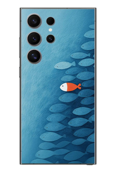 Le Balvo Samsung Galaxy S24 Ultra Uyumlu Balıklar Yüzüyor Baskılı Silikon Kılıf