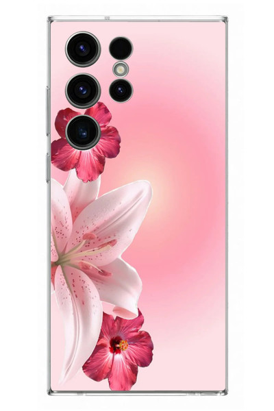 Le Balvo Samsung Galaxy S23 Ultra Uyumlu Tematik Çiçek Baskılı Silikon Kılıf