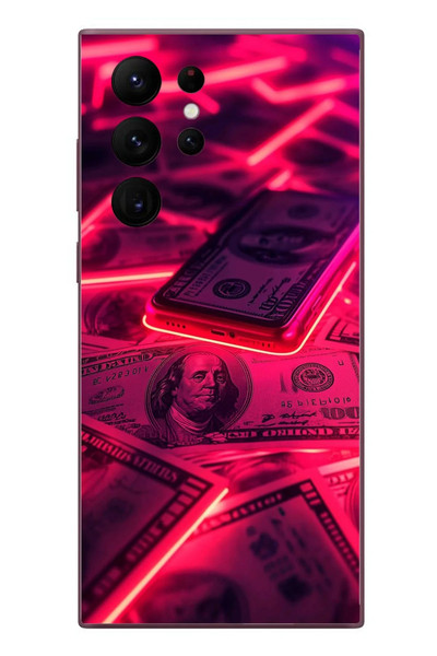 Le Balvo Samsung Galaxy S22 Ultra Uyumlu Kızıl Dolarlar Baskılı Silikon Kılıf