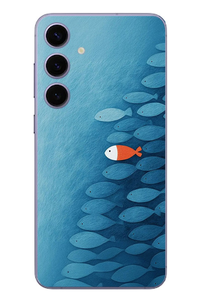 Le Balvo Samsung Galaxy S24 Plus Uyumlu Balıklar Yüzüyor Baskılı Silikon Kılıf