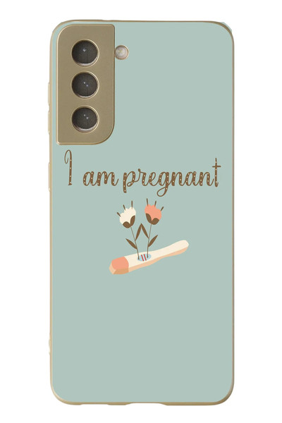 Le Balvo Samsung Galaxy S21 FE Uyumlu I'm Pregnant Baskılı Silikon Kılıf