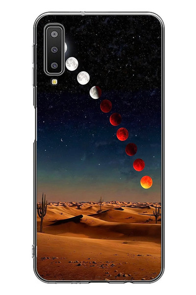 Le Balvo Samsung Galaxy A7 2018 Uyumlu Ayın Geçişi Baskılı Silikon Kılıf