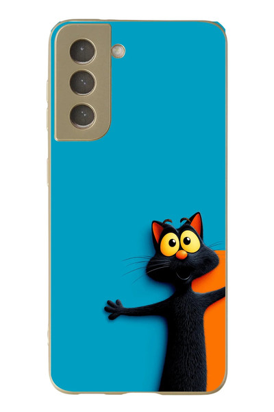 Le Balvo Samsung Galaxy S21 FE Uyumlu Kedi Uyarısı Baskılı Silikon Kılıf