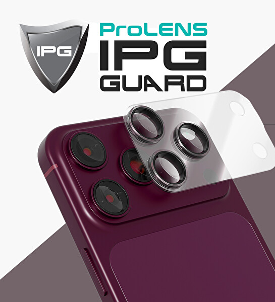 IPG iPhone 18 Pro Max için IPG ProLENS Tam Kamera Şeffaf Lens Koruma Çerçeveli Tek Gövde Kamera Lens Koruması