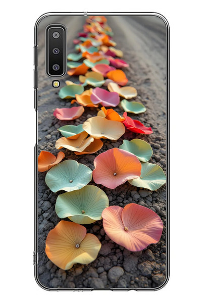 Le Balvo Samsung Galaxy A7 2018 Uyumlu Toprakta Çiçekler Baskılı Silikon Kılıf