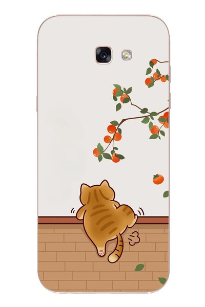 Le Balvo Samsung Galaxy A7 2017 Uyumlu Kedi Tırmanıyor Baskılı Silikon Kılıf
