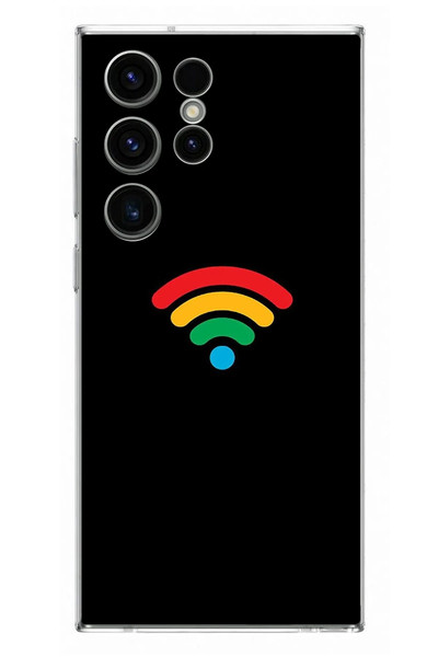 Le Balvo Samsung Galaxy S23 Ultra Uyumlu Wifi Simgesi Baskılı Silikon Kılıf