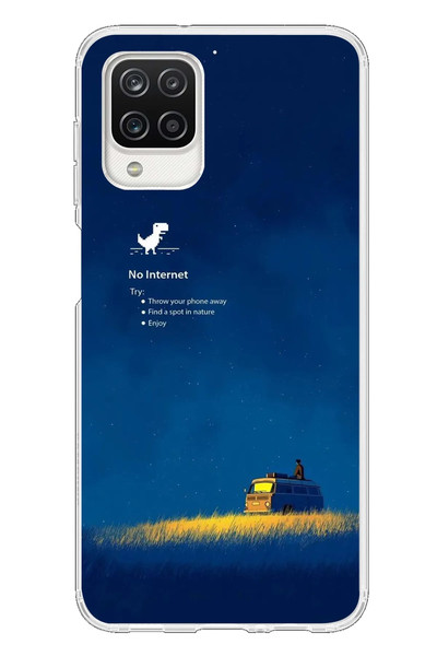 Le Balvo Samsung Galaxy A12 Uyumlu İnternet Yok Baskılı Silikon Kılıf
