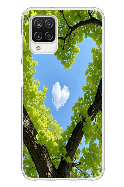 Le Balvo Samsung Galaxy A12 Uyumlu Kalpli Ağaç Baskılı Silikon Kılıf