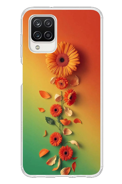 Le Balvo Samsung Galaxy A12 Uyumlu Ayçiçeği Bükleleri Baskılı Silikon Kılıf