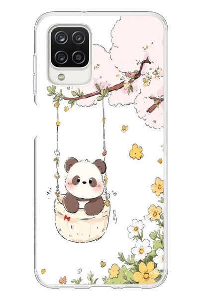 Le Balvo Samsung Galaxy A12 Uyumlu Sallanan Panda Baskılı Silikon Kılıf