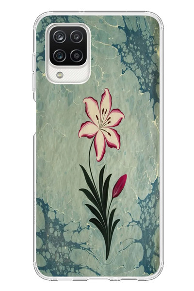 Le Balvo Samsung Galaxy A12 Uyumlu Çiçek Deseni Baskılı Silikon Kılıf
