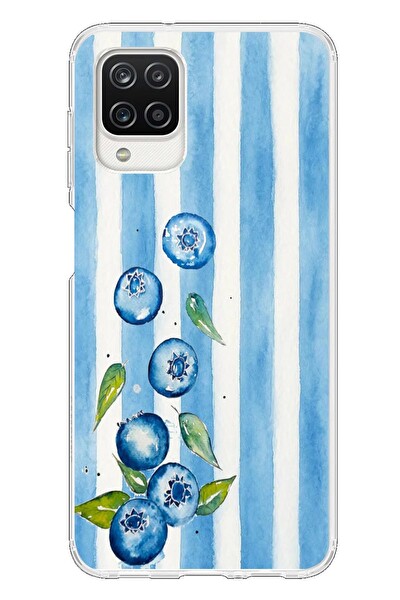 Le Balvo Samsung Galaxy A12 Uyumlu Yaban Mersinleri Baskılı Silikon Kılıf