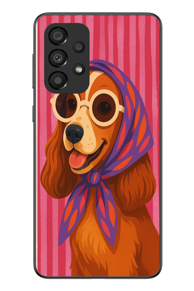 Le Balvo Samsung Galaxy A33 Uyumlu Gözlüklü Köpek Baskılı Silikon Kılıf