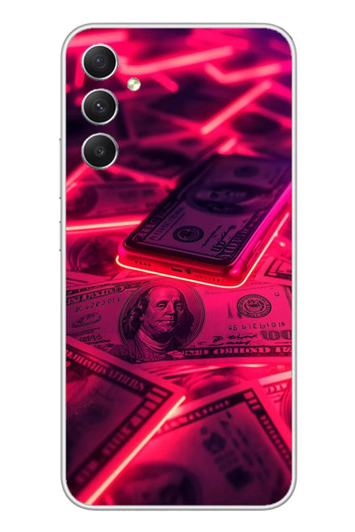 Le Balvo Samsung Galaxy A34 Uyumlu Kızıl Dolarlar Baskılı Silikon Kılıf