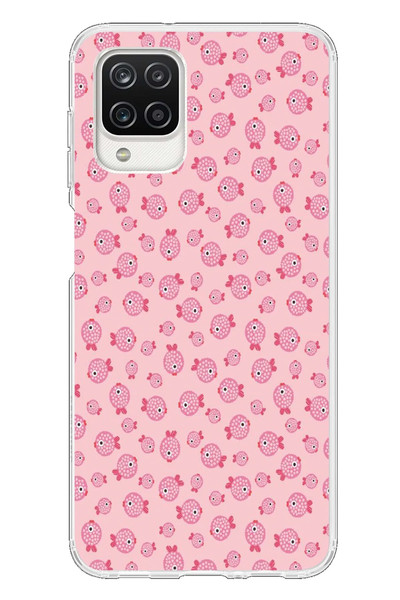 Le Balvo Samsung Galaxy A12 Uyumlu Pembe Balıklar Baskılı Silikon Kılıf