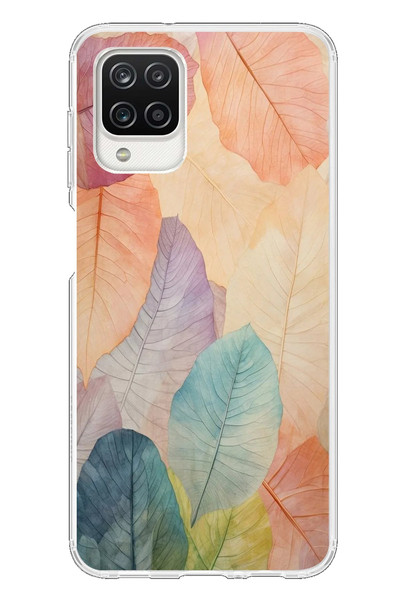 Le Balvo Samsung Galaxy A12 Uyumlu Hafif Yapraklar Baskılı Silikon Kılıf