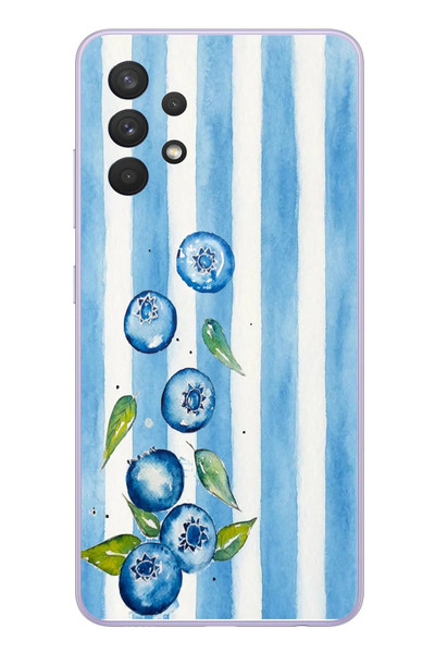 Le Balvo Samsung Galaxy A32 Uyumlu Yaban Mersinleri Baskılı Silikon Kılıf